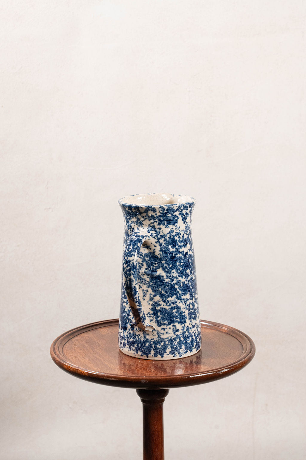 Handmade Stoneware Blue Spongeware Pitcher