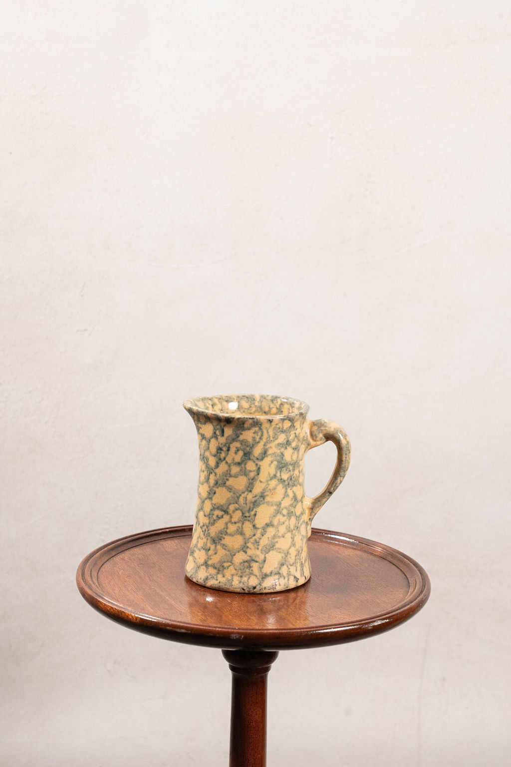 Antique Stoneware Yellowwear + Blue Spongeware Pitcher