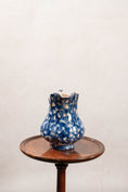 Load image into Gallery viewer, Antique Bulbous Dark Blue Glazed Scalloped Spongeware Pitcher
