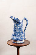 Load image into Gallery viewer, 19th Century Antique Victorian Ironstone Blue + White Spongeware Pitcher
