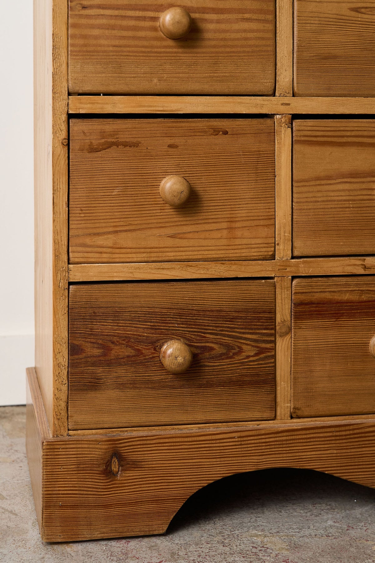Antique English Pitch Pine 16-Drawer Apothecary Cabinet
