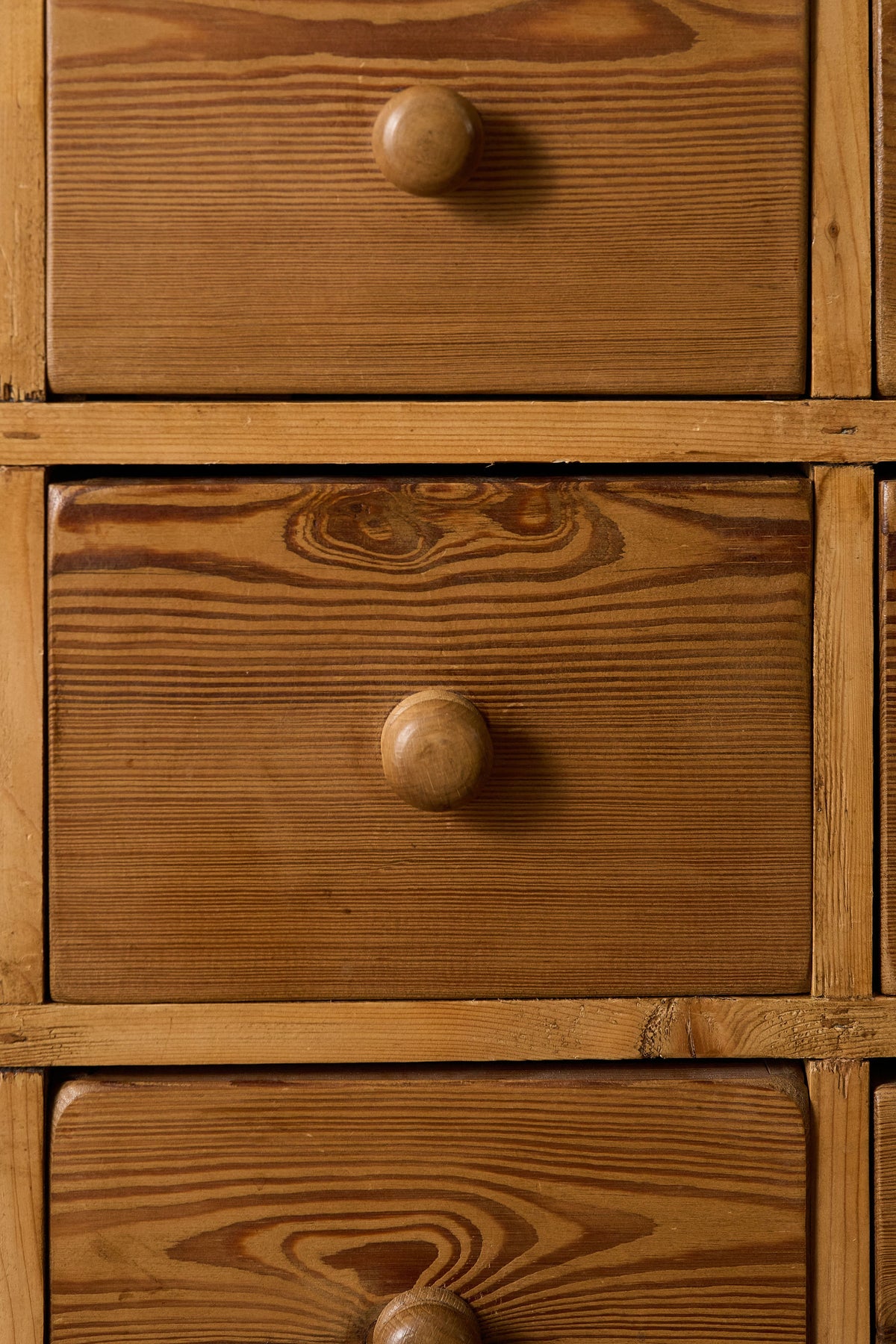 Antique English Pitch Pine 16-Drawer Apothecary Cabinet