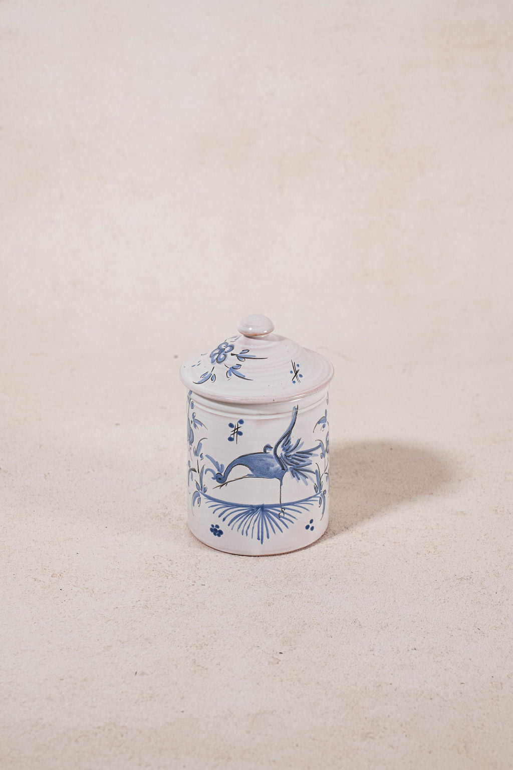 French Moustiers Blue & White Lidded Canister