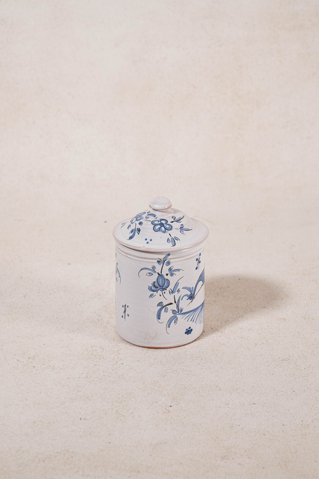 French Moustiers Blue & White Lidded Canister
