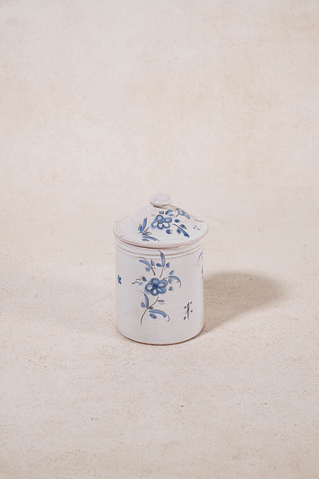 French Moustiers Blue & White Lidded Canister