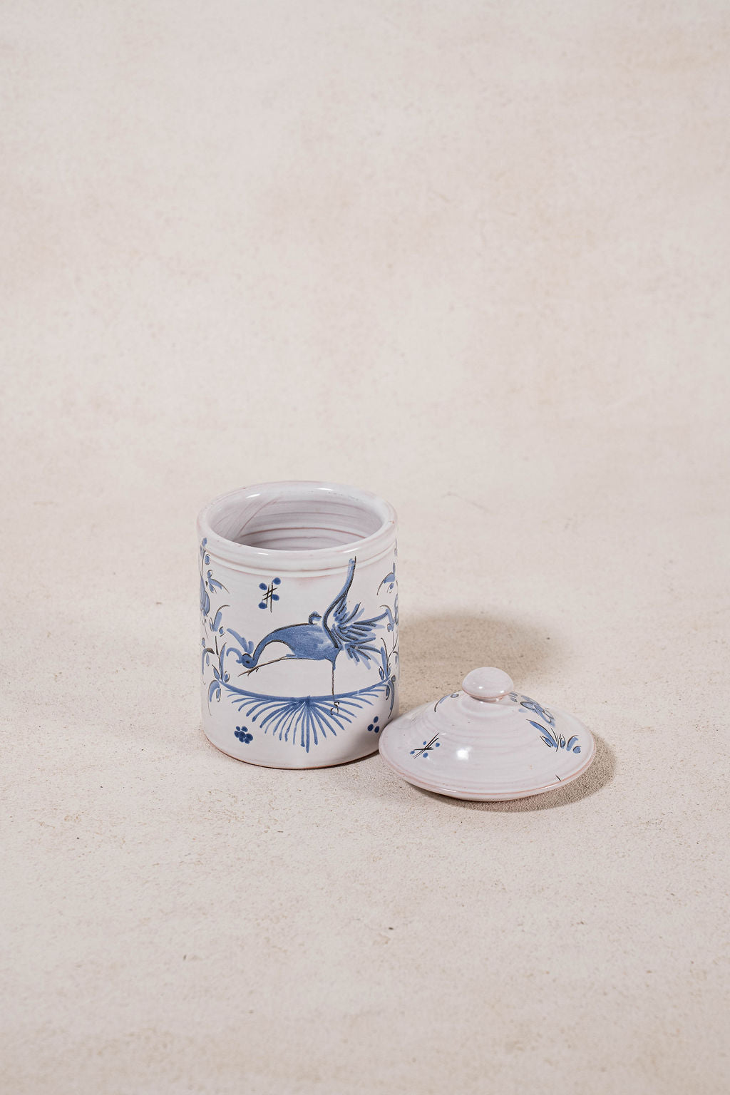 French Moustiers Blue & White Lidded Canister