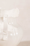 Load image into Gallery viewer, Vintage Large Cream Ceramic Pitcher with Scalloped Edge
