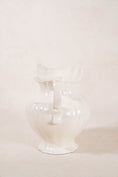 Load image into Gallery viewer, Vintage Large Cream Ceramic Pitcher with Scalloped Edge
