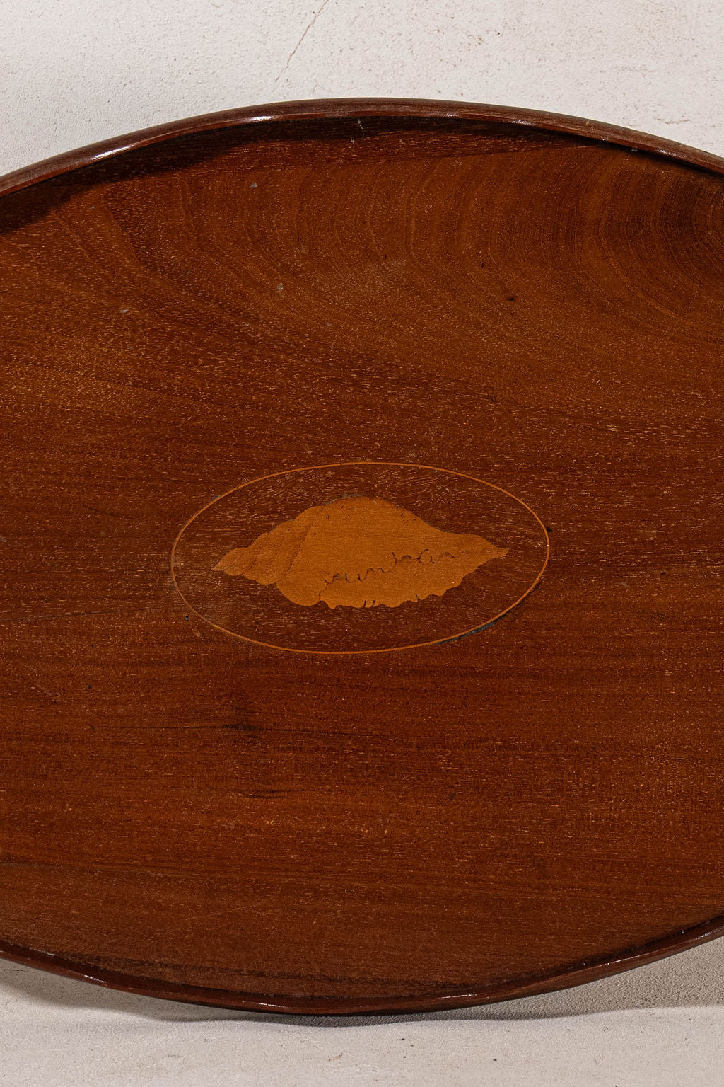 Edwardian Mahogany Scalloped Tray with Shell Inlay