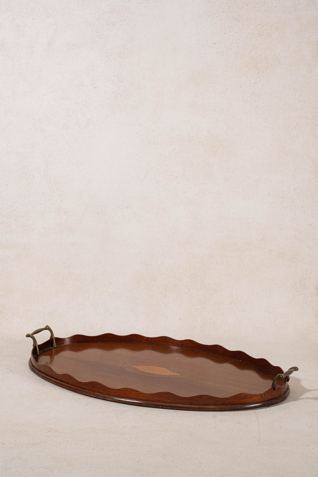 Edwardian Mahogany Scalloped Tray with Shell Inlay