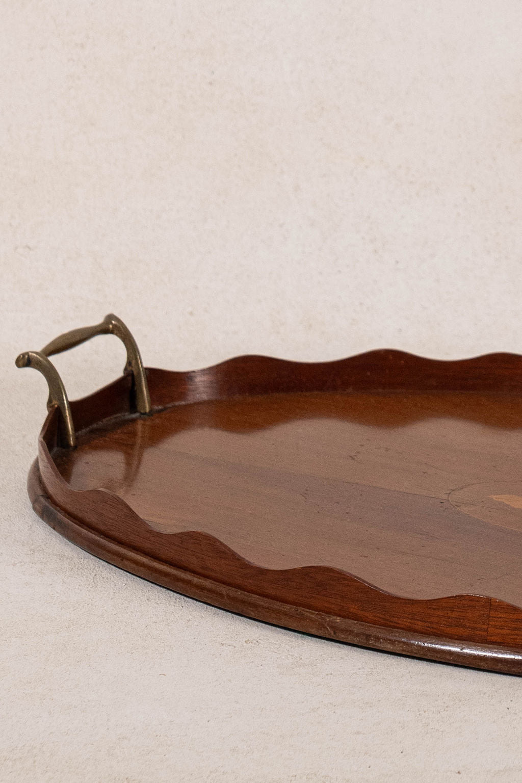 Edwardian Mahogany Scalloped Tray with Shell Inlay