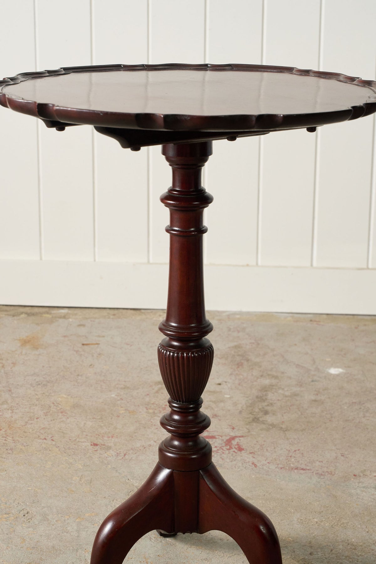 Antique English Mahogany Pie Crust Tilt Top Wine Table
