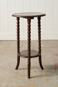 Load image into Gallery viewer, Antique Mahogany Round Side Table with Faux Bamboo Legs
