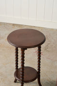 Load image into Gallery viewer, Antique Mahogany Round Side Table with Faux Bamboo Legs
