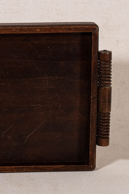 Antique English Oak Tray with Ribbed Handles