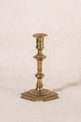 Load image into Gallery viewer, PAIR of 19th Century Brass Candlesticks with Beveled Square Base
