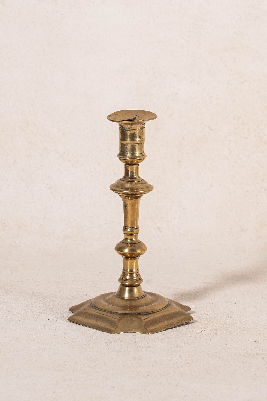 PAIR of 19th Century Brass Candlesticks with Beveled Square Base