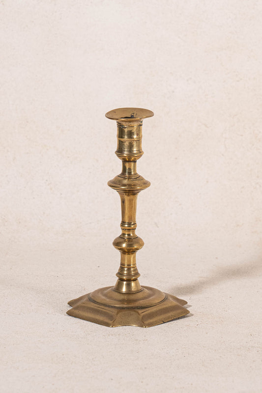 PAIR of 19th Century Brass Candlesticks with Beveled Square Base