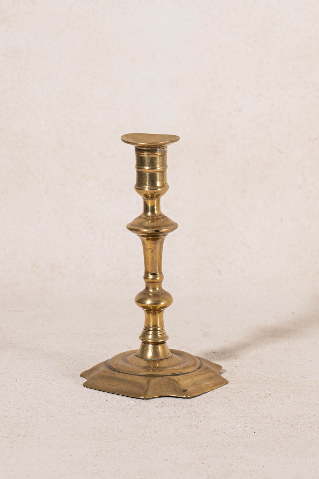 PAIR of 19th Century Brass Candlesticks with Beveled Square Base
