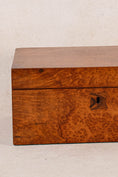 Load image into Gallery viewer, Antique English Burl Walnut Box with Red Painted Interior
