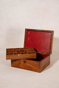 Load image into Gallery viewer, Antique English Burl Walnut Box with Red Painted Interior
