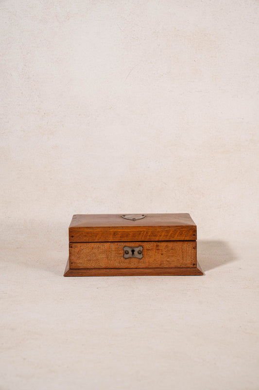 Antique Oak Box with Shield