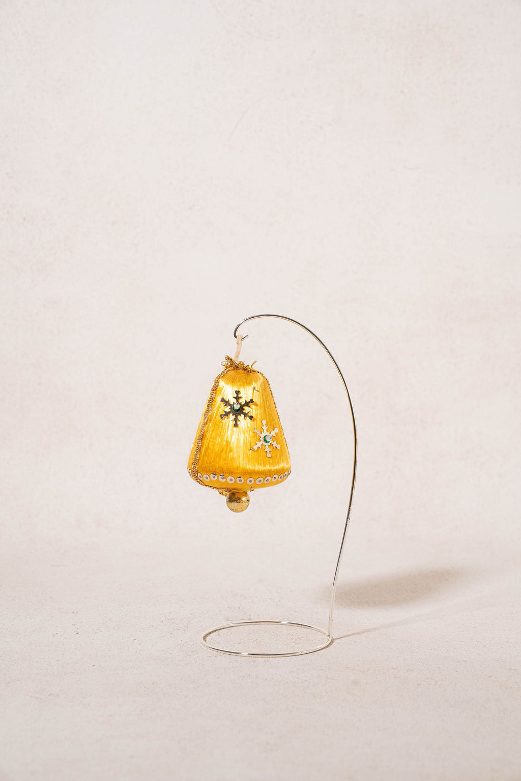 SET of 11 | Vintage Yellow Gold Silk Hand-Embellished Ornaments
