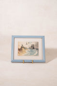 Load image into Gallery viewer, Antique Original Watercolor Seascape with Boat in Vintage Blue Frame
