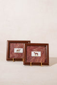 Load image into Gallery viewer, PAIR of Vintage British Collector’s Cigarette Jockey Card | Custom Float Mount on Antique Red Marbled Book in Vintage Frame
