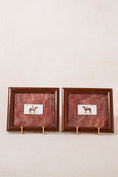 Load image into Gallery viewer, PAIR of Vintage British Collector’s Cigarette Jockey Card | Custom Float Mount on Antique Red Marbled Book in Vintage Frame
