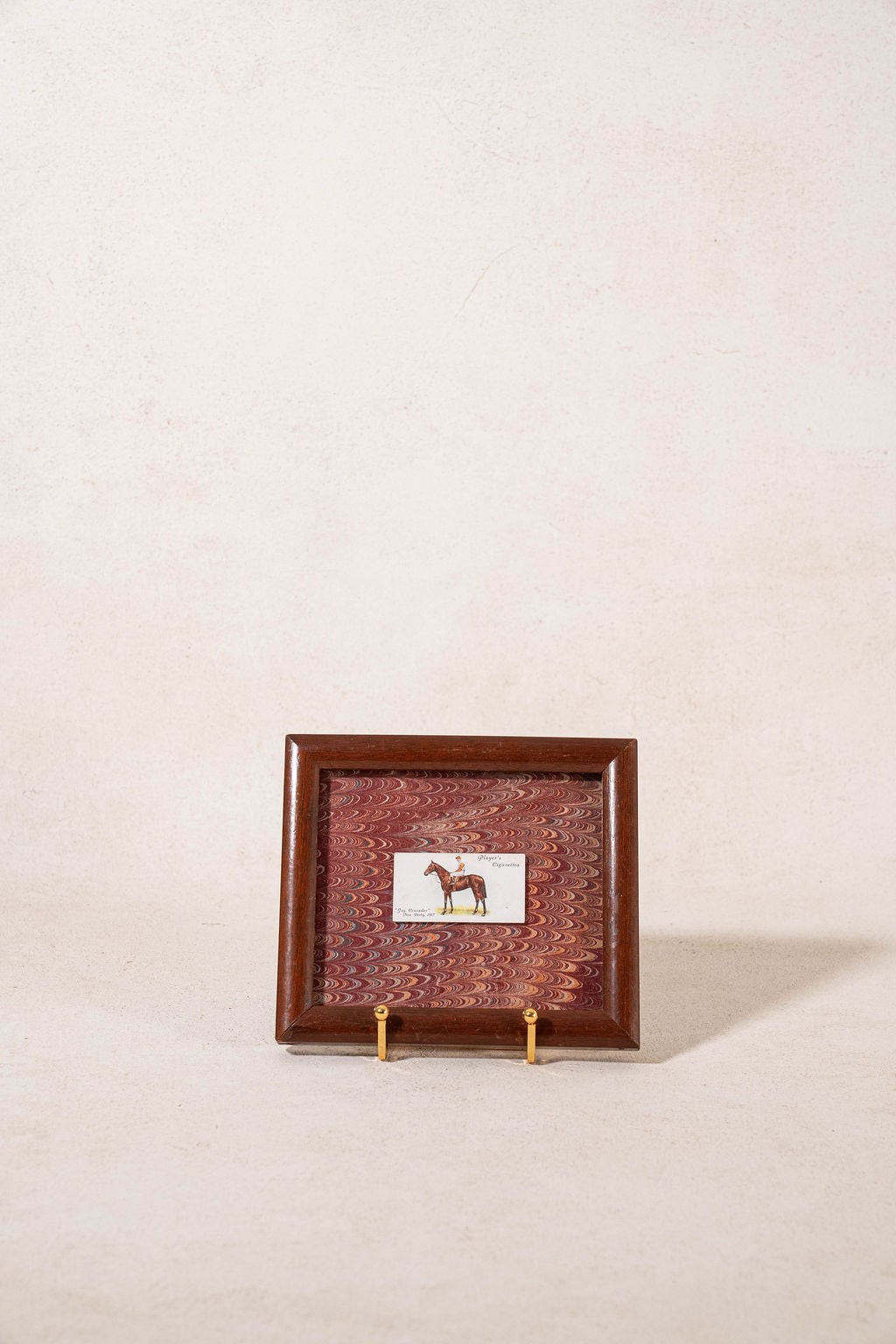 PAIR of Vintage British Collector’s Cigarette Jockey Card | Custom Float Mount on Antique Red Marbled Book in Vintage Frame