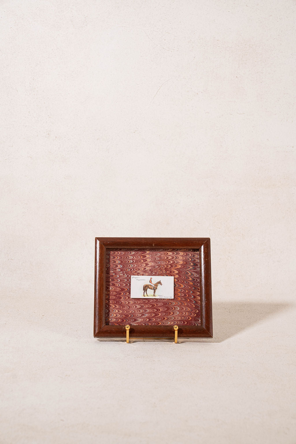 PAIR of Vintage British Collector’s Cigarette Jockey Card | Custom Float Mount on Antique Red Marbled Book in Vintage Frame