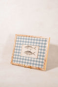 Load image into Gallery viewer, SET of 6 Antique English Fish Engravings (c. 1805) | Mounted on Chelsea Textiles Check 'Antique Blue' Fabric in Custom Contemporary Pale Burl Wood Frames
