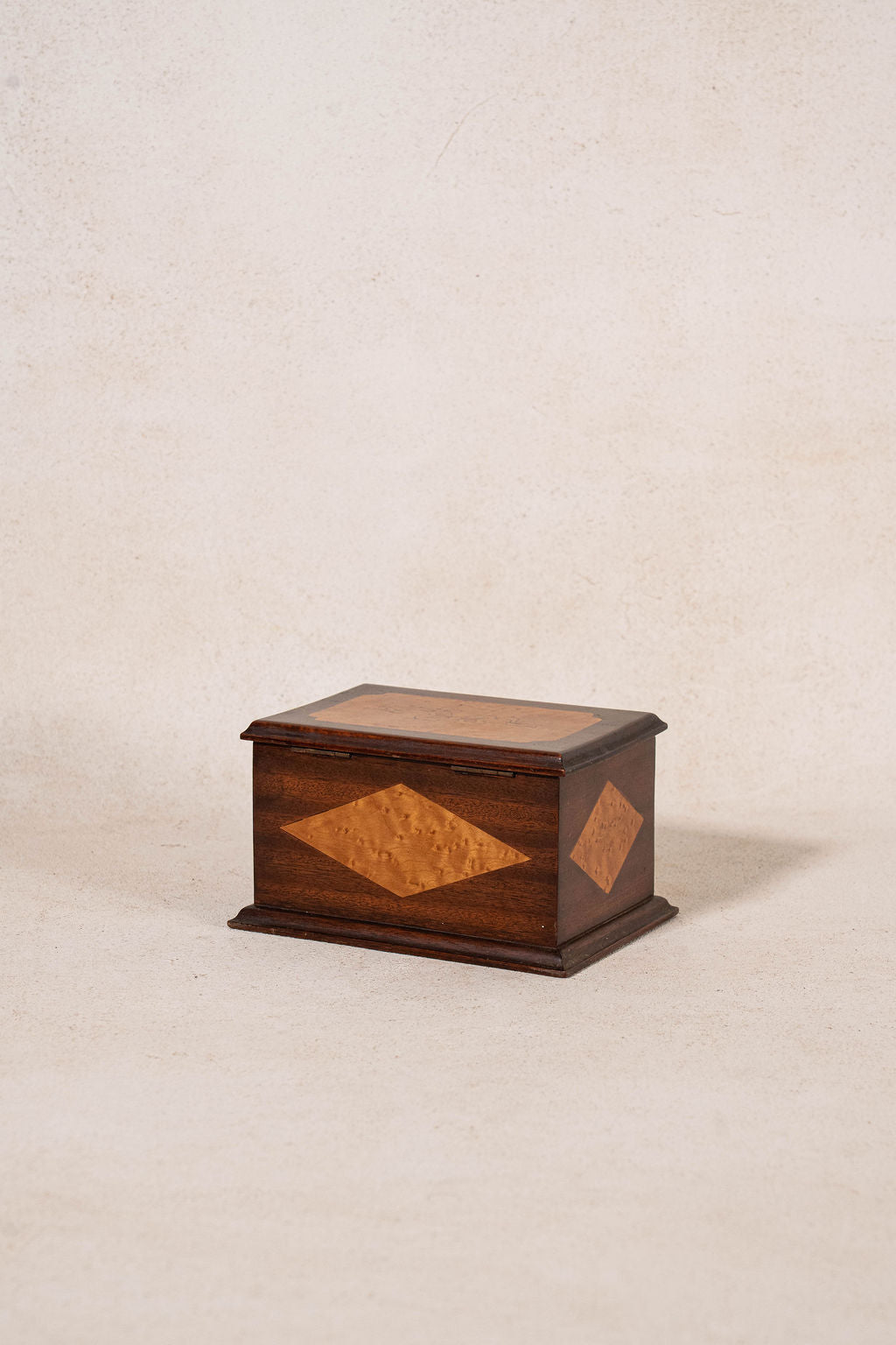 19th Century Mahogany Birdseye Maple Sewing Box with Letter “S” + Bow Inlay