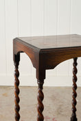 Load image into Gallery viewer, Two Tier Oak Barley Twist Side Table with Beveled Edge (c. 1930)
