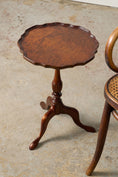 Load image into Gallery viewer, Antique English Burl Walnut Piecrust Tripod Wine Table

