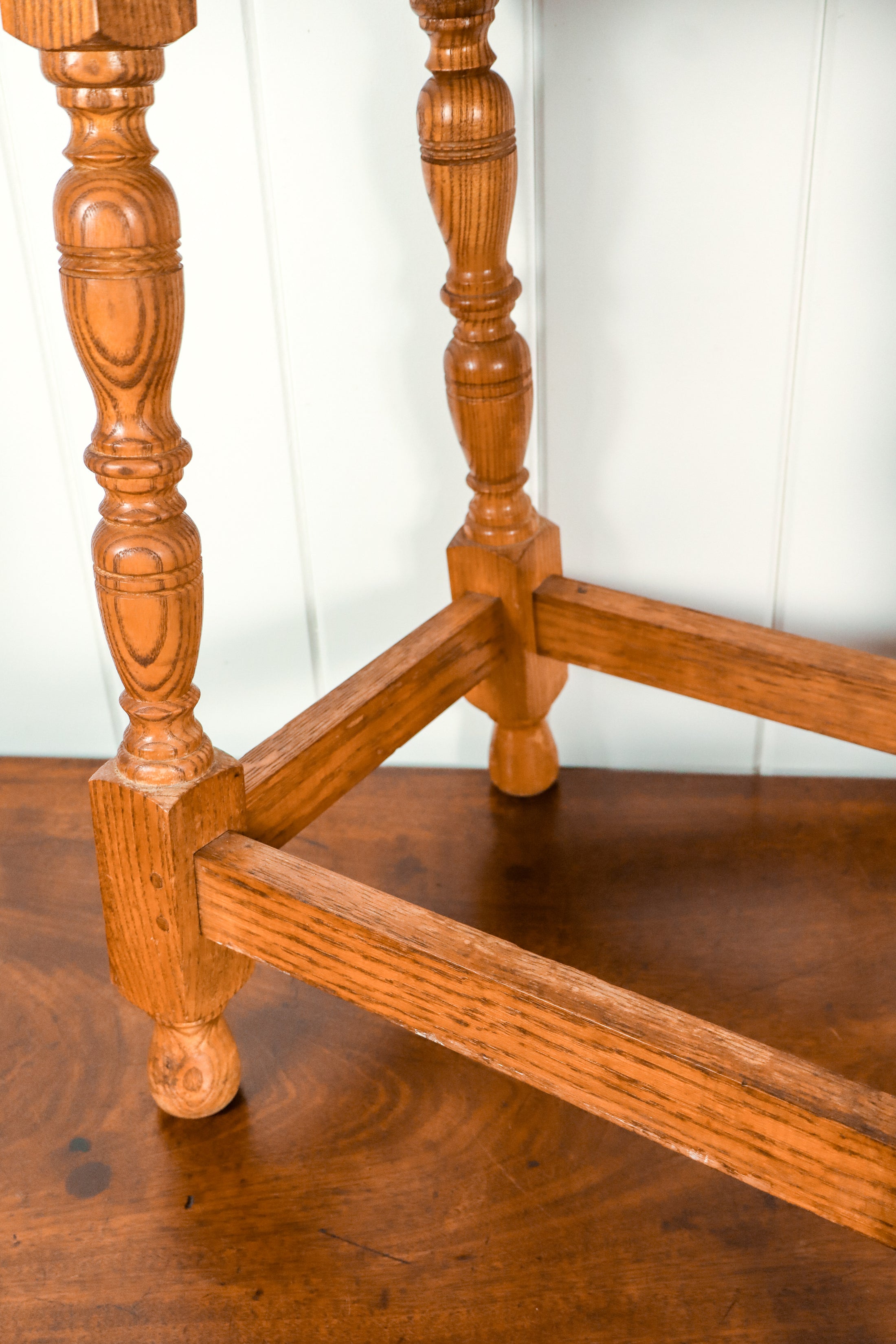 Antique Oak Joint Stool with Interesting Apron