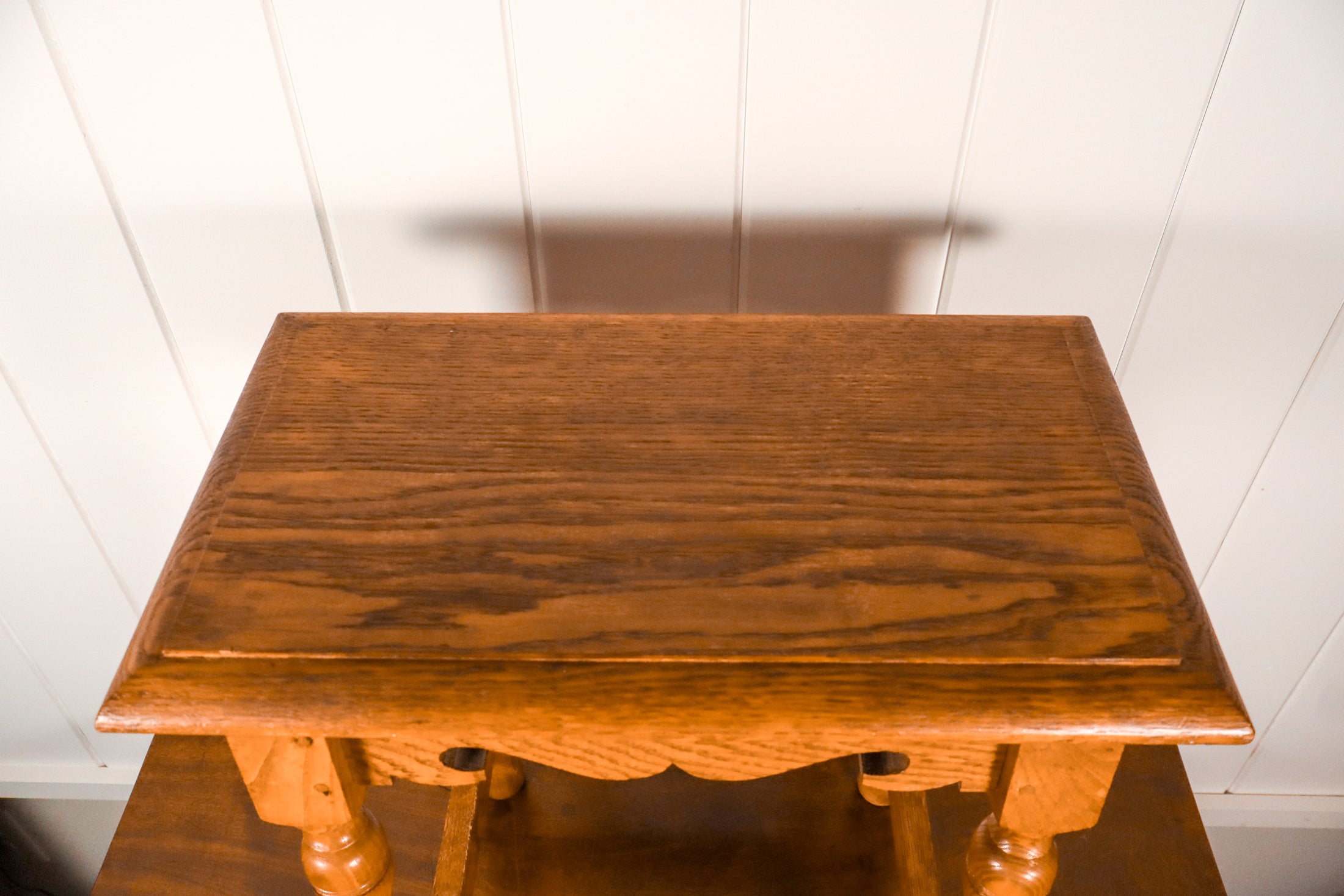 Antique Oak Joint Stool with Interesting Apron
