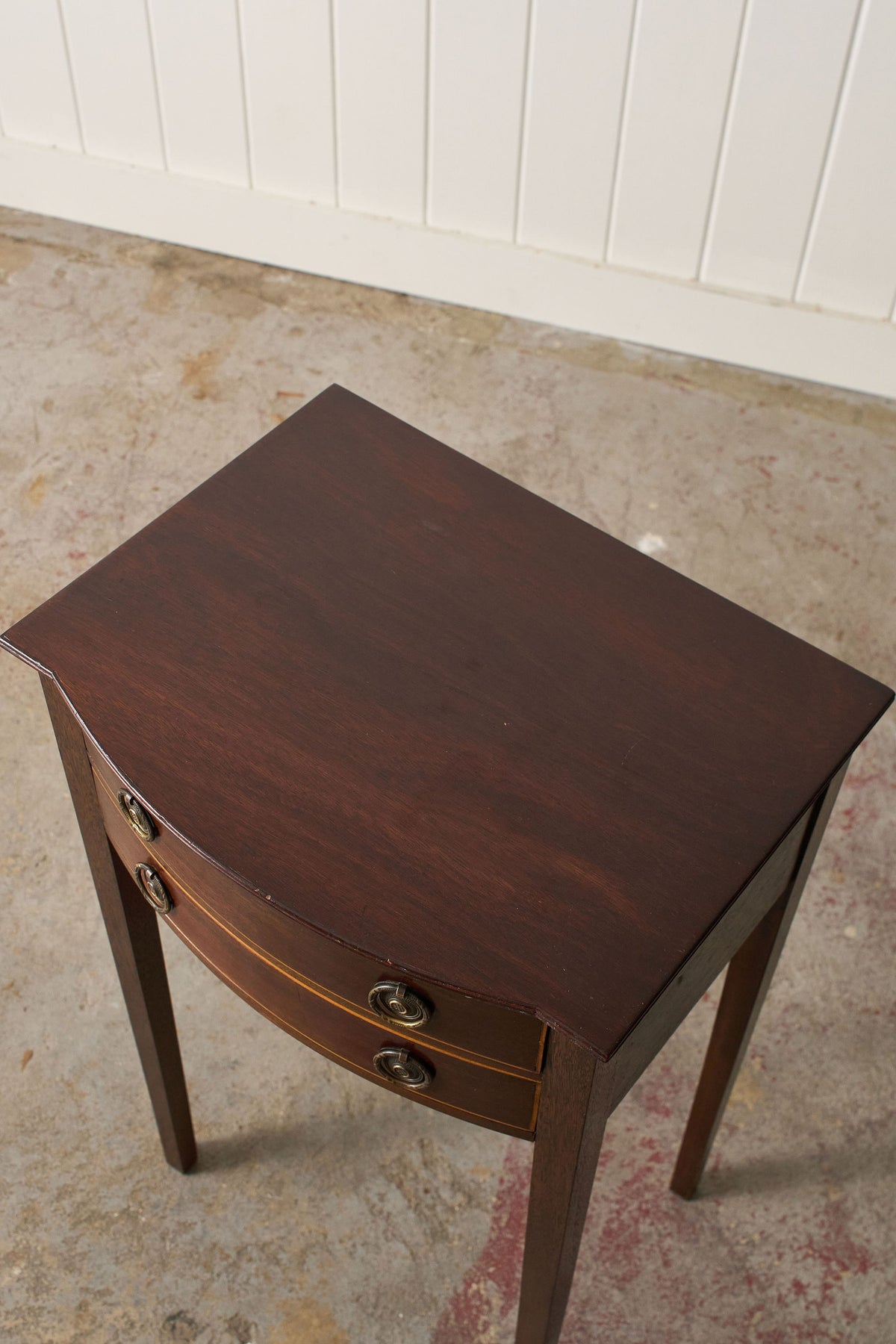 Antique English Mahogany Two-Drawer Side/Bedside Table