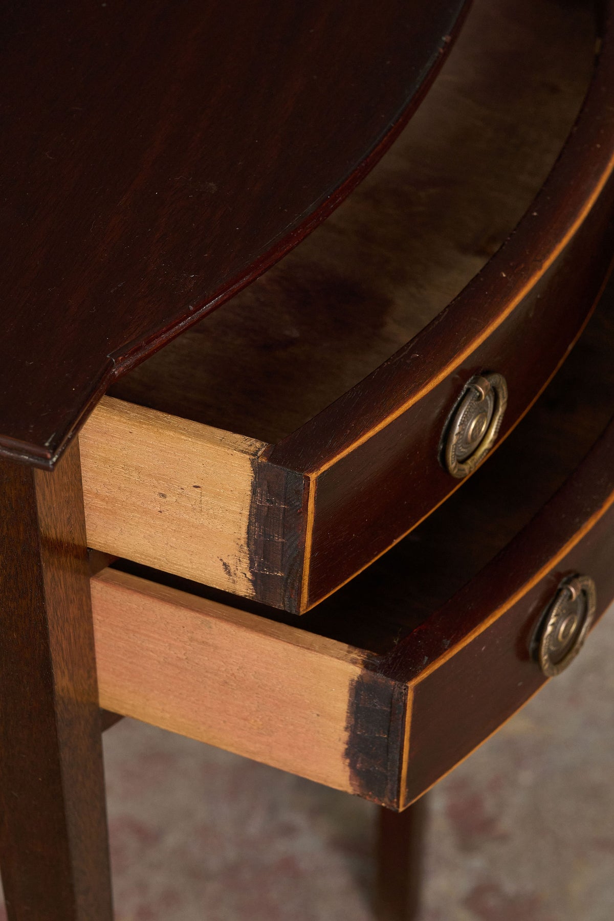 Antique English Mahogany Two-Drawer Side/Bedside Table