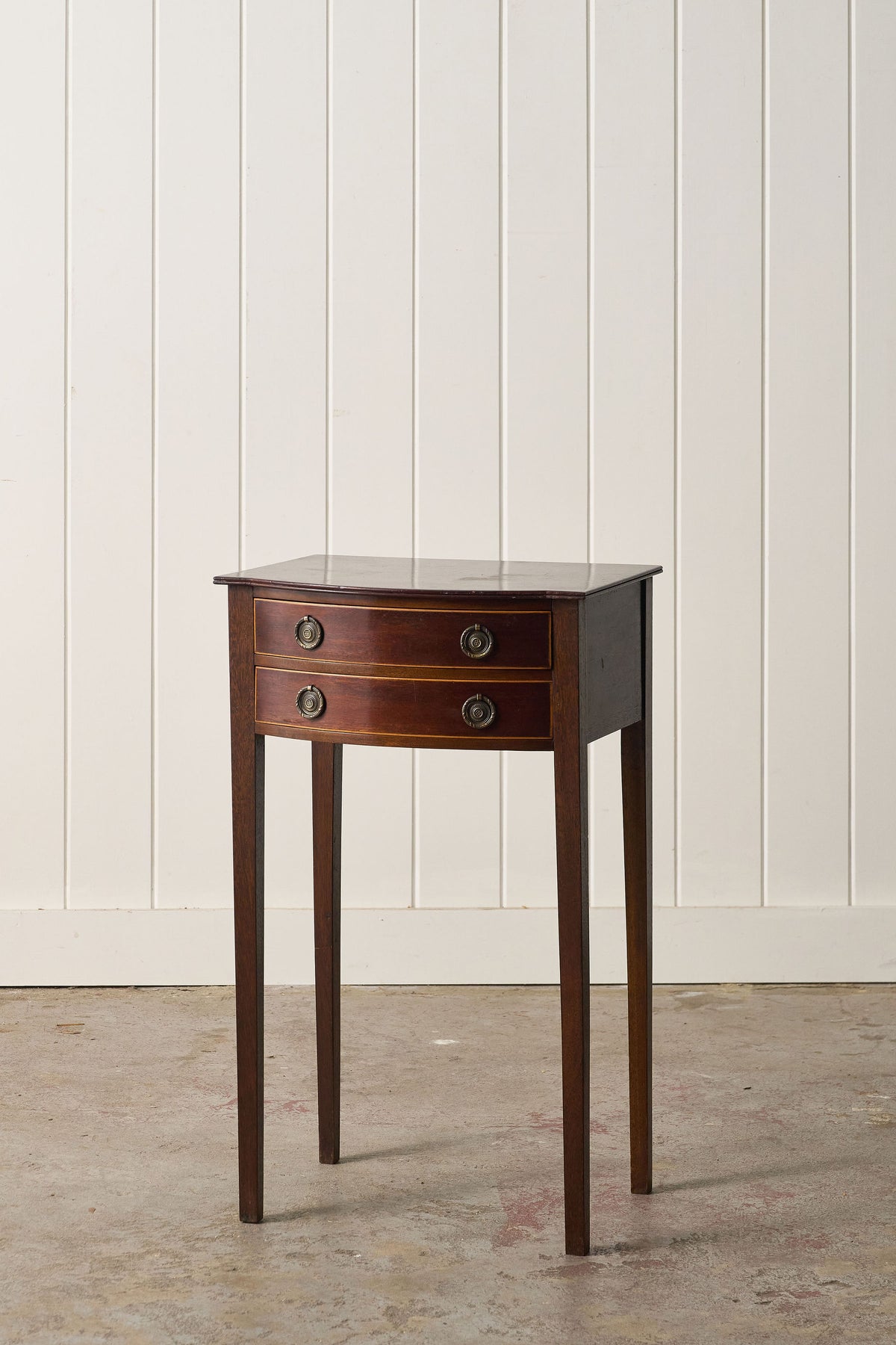 Antique English Mahogany Two-Drawer Side/Bedside Table