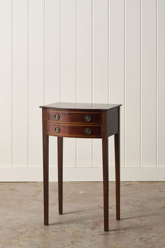 Antique English Mahogany Two-Drawer Side/Bedside Table