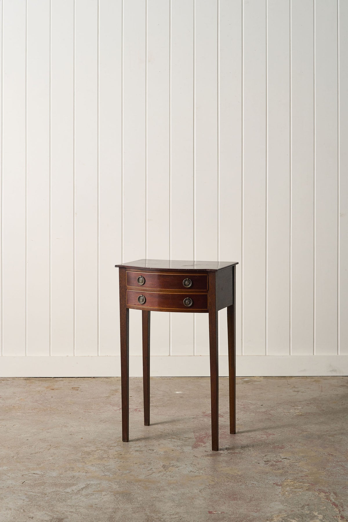 Antique English Mahogany Two-Drawer Side/Bedside Table