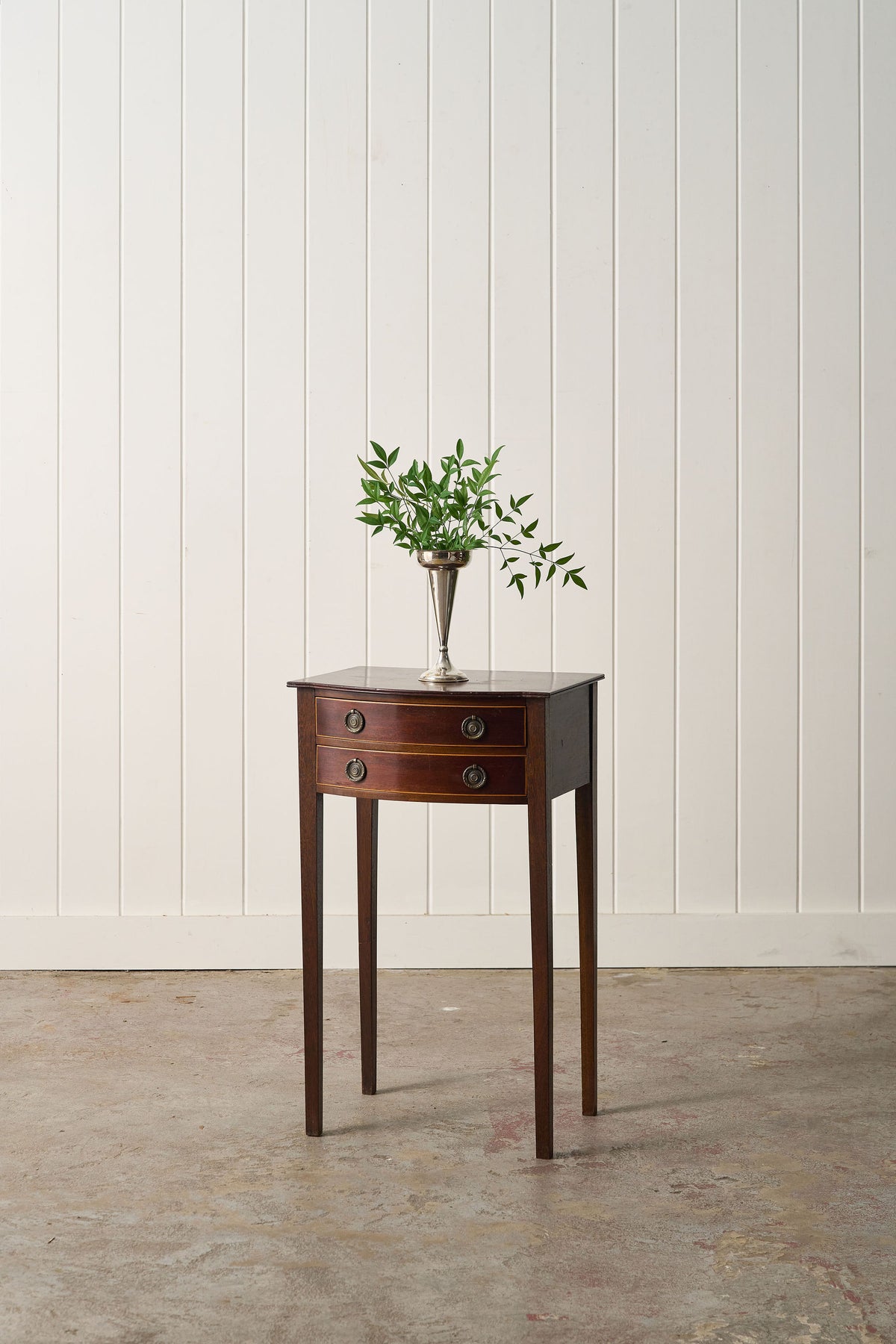 Antique English Mahogany Two-Drawer Side/Bedside Table