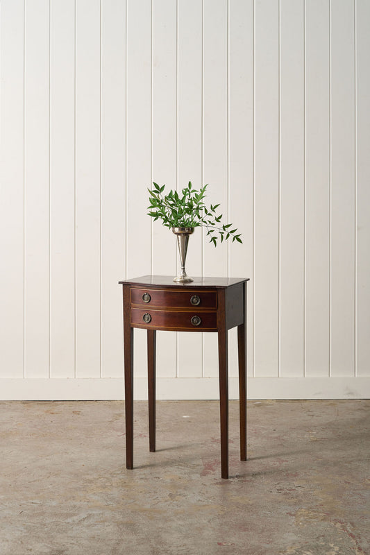 Antique English Mahogany Two-Drawer Side/Bedside Table