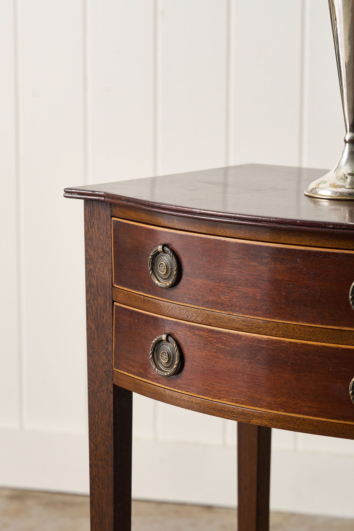 Antique English Mahogany Two-Drawer Side/Bedside Table