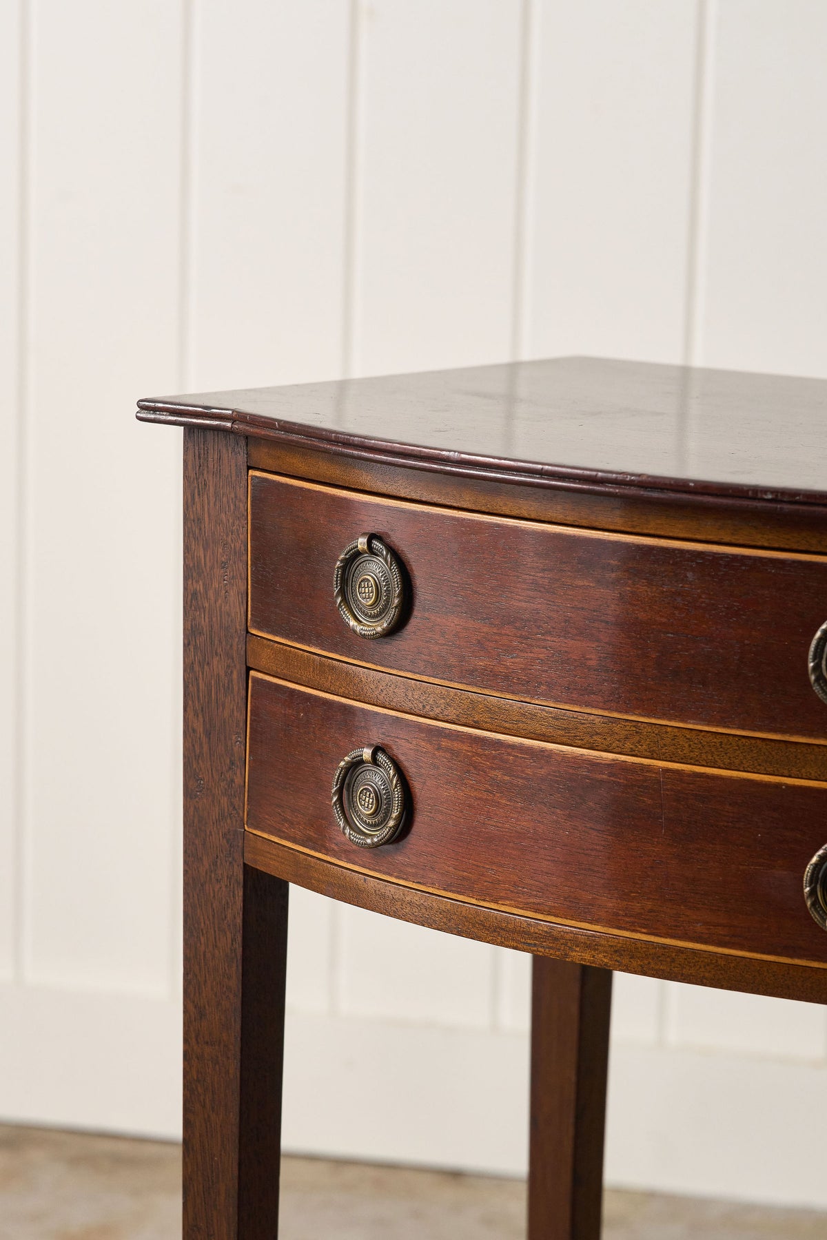 Antique English Mahogany Two-Drawer Side/Bedside Table