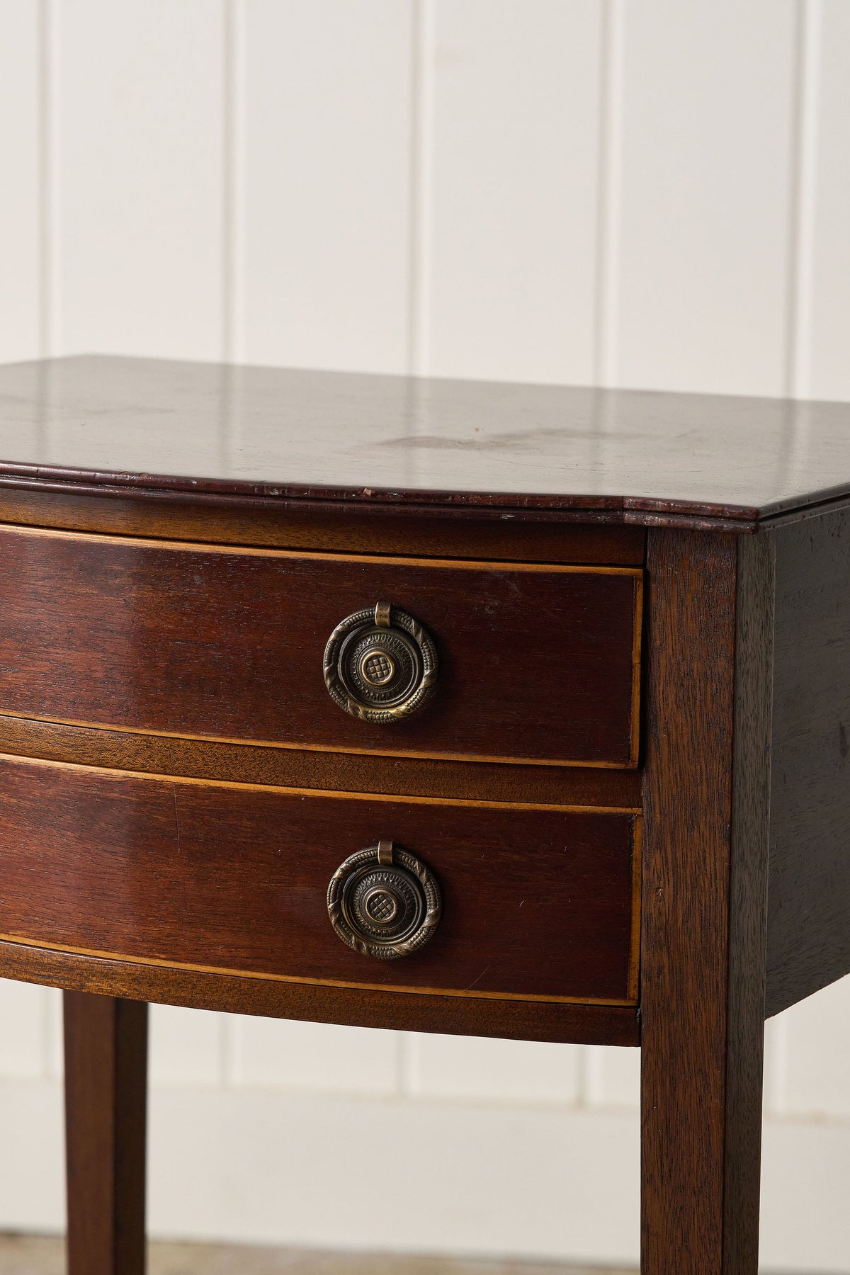 Antique English Mahogany Two-Drawer Side/Bedside Table