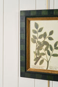 Load image into Gallery viewer, SET of 4 | Vintage English Trowbridge Leaf Prints in Hand Painted Green Check Frame
