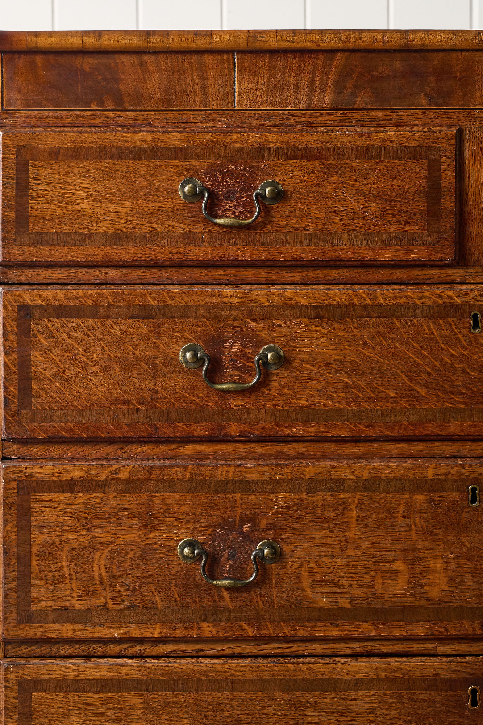 19th Century Oak And Mahogany Crossbanded Two Over Three Chest Of Drawers